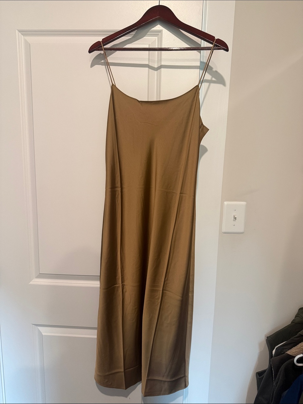 J Crew Slip Midi Dress in Camel; Size 8